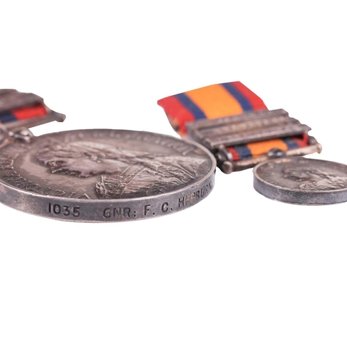 229 - A Victoria South Africa war medal with ribbon and 3 bars, together with conforming miniature, named ... 