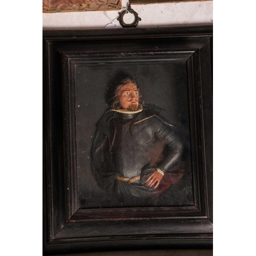 234 - In the manner of Samuel Percy a painted wax portrait figure of King Charles I in armour in the manor... 