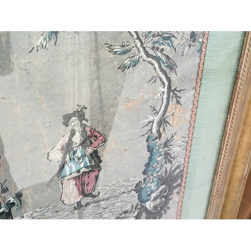 235 - A pair of scarce French 18th-century panels 'Chinoiserie' block printed wallpaper panels in the mann... 