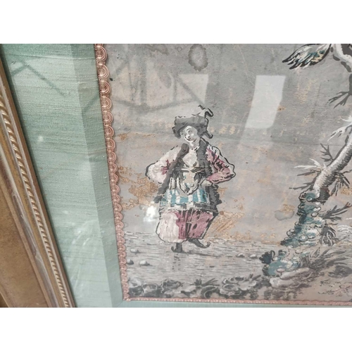 235 - A pair of scarce French 18th-century panels 'Chinoiserie' block printed wallpaper panels in the mann... 