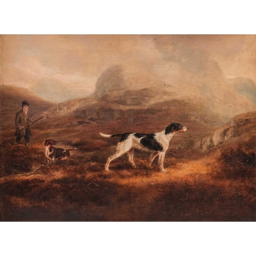 24 - Manner of Samuel Raven (1775-1847), Scene of a Sportsman with his gun dogs, oil on canvas, 41 cm x 5... 