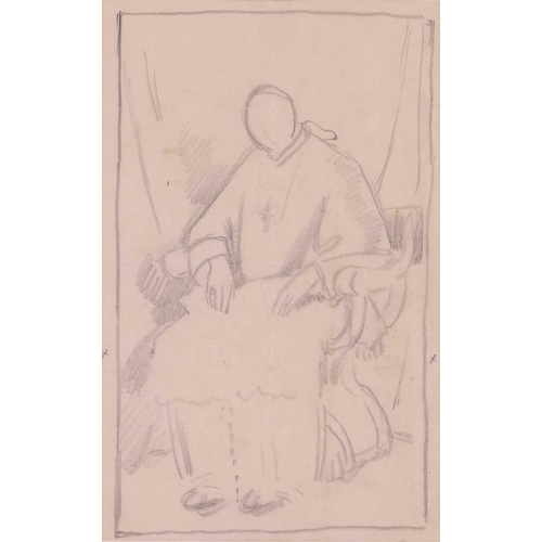 40 - Attributed to Sir William Orpen (1878 - 1931), study for a portrait of William Temple, unsigned, pen... 