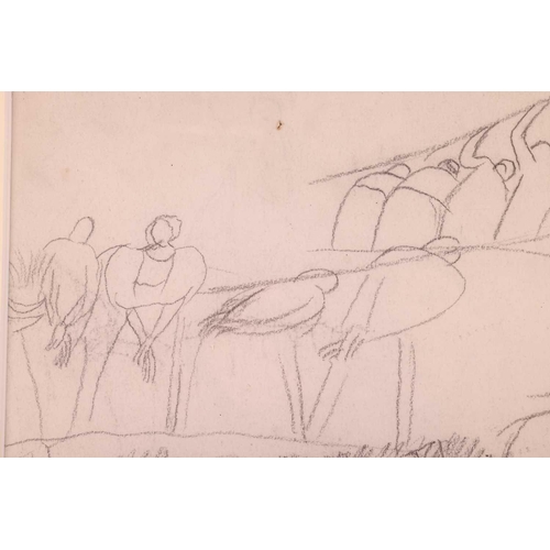 50 - † Sir Stanley Spencer (British,1891–1959), Composition sketch of figures with their hands raised and... 