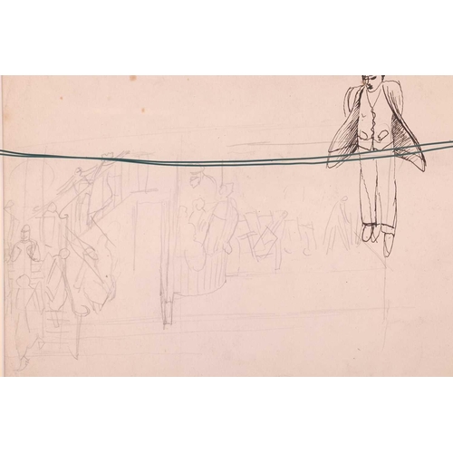 50 - † Sir Stanley Spencer (British,1891–1959), Composition sketch of figures with their hands raised and... 