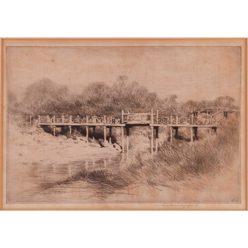 51 - Mortimer Menpes (Australian/British 1855 - 1938), 'Old Bridge, Mandalay, signed in pencil (lower rig... 