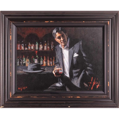 52 - Fabian Perez (Argentinian b.1967), Black Suit Red Wine, numbered 66/195, hand embellished giclee on ... 