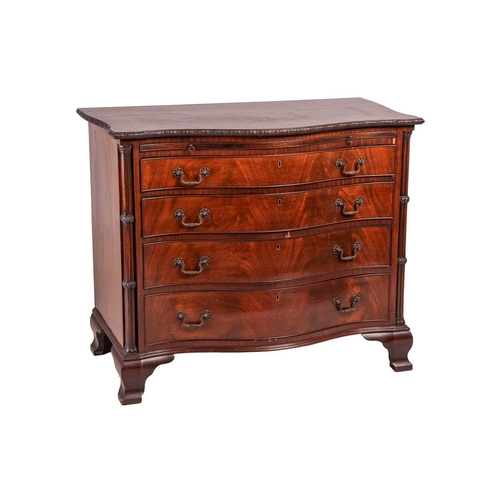 71 - A George III-style mahogany serpentine fronted commode chest, early 20th century, fitted four long d... 