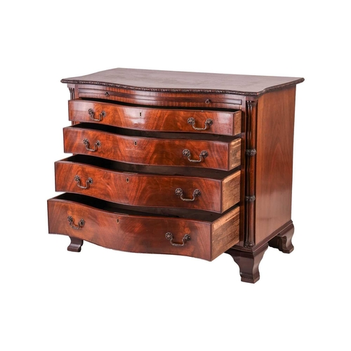 71 - A George III-style mahogany serpentine fronted commode chest, early 20th century, fitted four long d... 