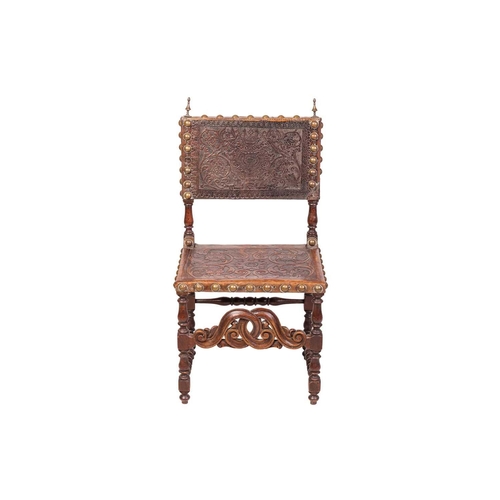 92 - An 18th/19th-century Portuguese/Spanish chestnut side chair, with distinctive 