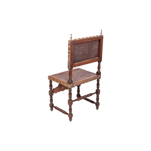 92 - An 18th/19th-century Portuguese/Spanish chestnut side chair, with distinctive 