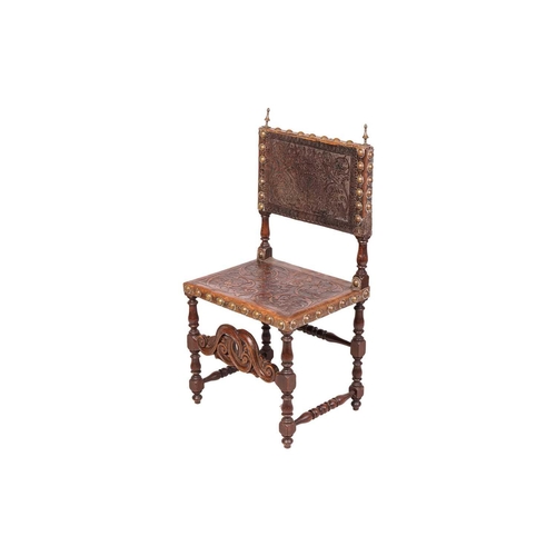 92 - An 18th/19th-century Portuguese/Spanish chestnut side chair, with distinctive 