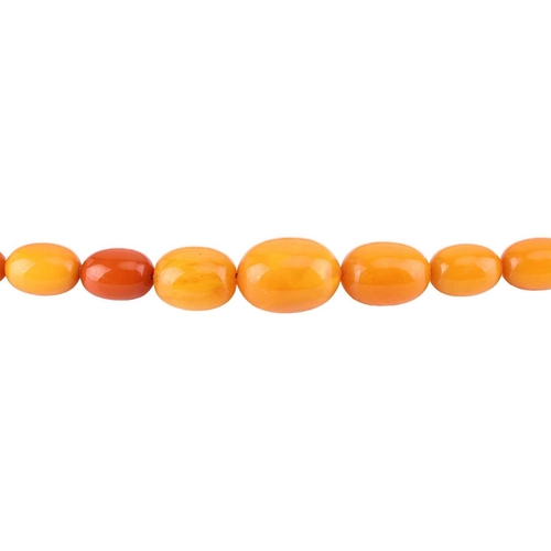 10 - Two beaded necklaces; to include a single-strand amber bead necklace with graduated butterscotch amb... 