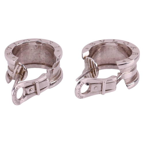 17 - Bulgari - a pair of B.Zero 1 hoop earrings, engraved on the outer edge, fitted with ear posts and om... 