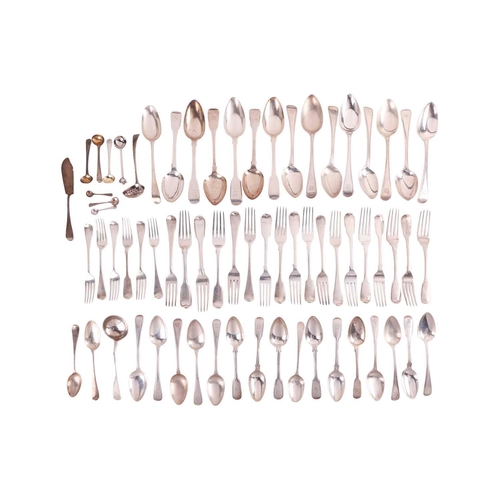 320 - A large quantity of silver flatware including a set of eight Old English and tread pattern tablespoo... 