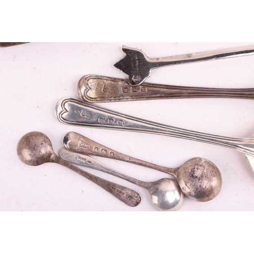 320 - A large quantity of silver flatware including a set of eight Old English and tread pattern tablespoo... 