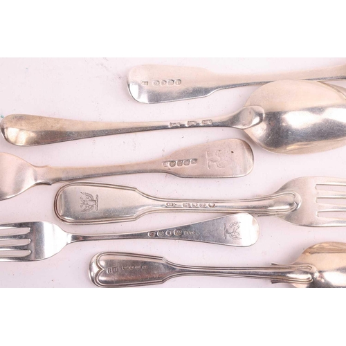 320 - A large quantity of silver flatware including a set of eight Old English and tread pattern tablespoo... 