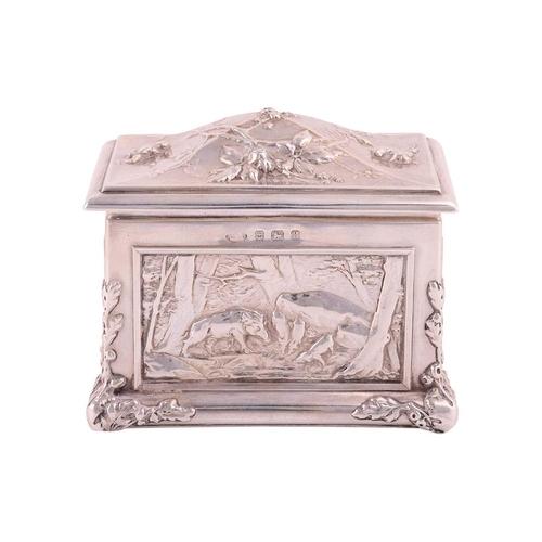 324 - An Arts and Crafts silver casket, by Albert Edward Jones, Birmingham 1906, the rectangular form body... 