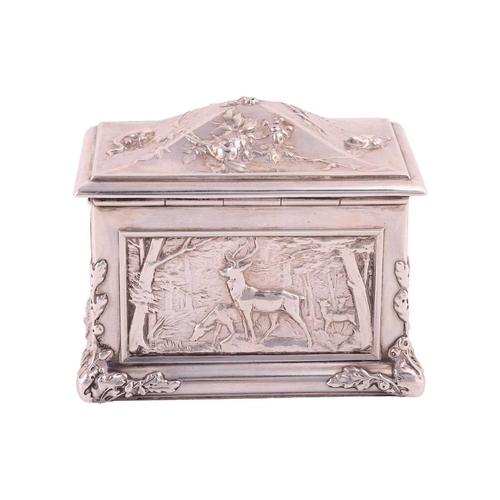 324 - An Arts and Crafts silver casket, by Albert Edward Jones, Birmingham 1906, the rectangular form body... 