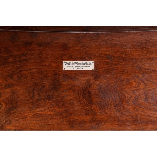 101 - A pair of Globe Wernicke mahogany three-section bookcases, with single drawer to the bases, labelled... 