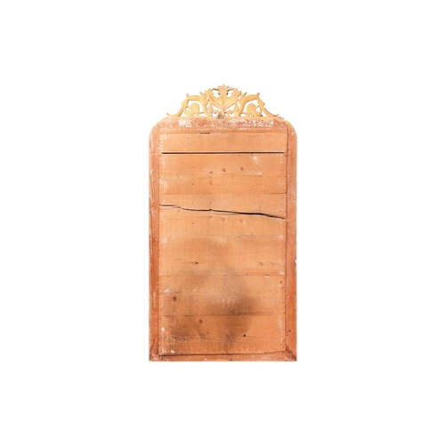 103 - An early 20th-century carved wood and gilt gesso pier glass, boudoir overmantel, with carved and pie... 