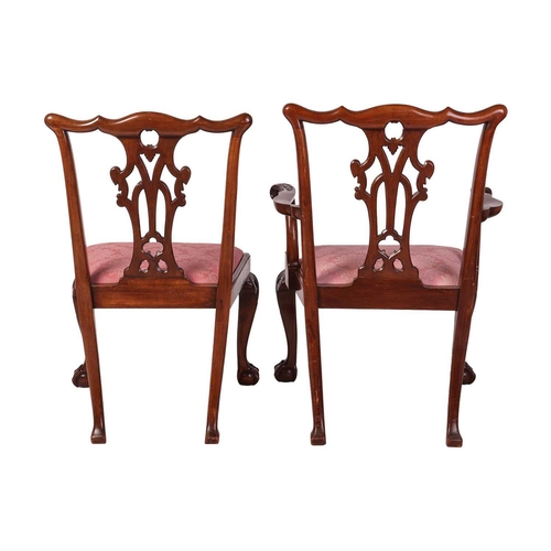 106 - A set of ten well-proportioned mahogany Chippendale-style dining chairs, first half of the 20th cent... 