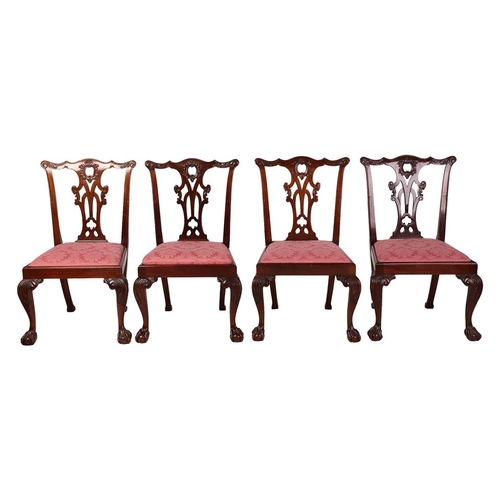 106 - A set of ten well-proportioned mahogany Chippendale-style dining chairs, first half of the 20th cent... 