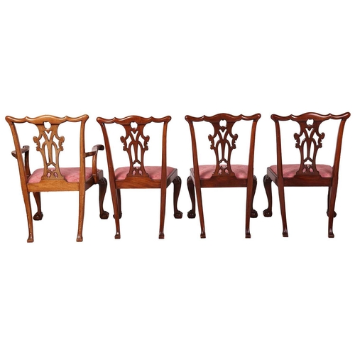 106 - A set of ten well-proportioned mahogany Chippendale-style dining chairs, first half of the 20th cent... 