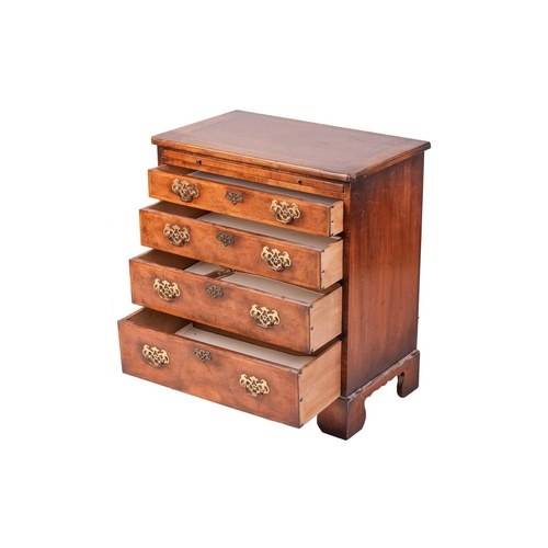 111 - A George I style walnut Batchelor's chest of four long graduated drawers, with a brushing slide supp... 