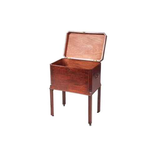 115 - A George III saddleback mahogany cellarette box circa 1760, with fluted canted corners, a vacant int... 