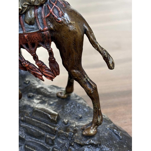 123 - Franz Bergman: an Austrian cold-painted ink stand in the bronze figural inkstand, modelled as a bedo... 