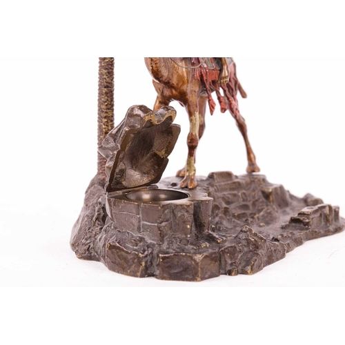 123 - Franz Bergman: an Austrian cold-painted ink stand in the bronze figural inkstand, modelled as a bedo... 