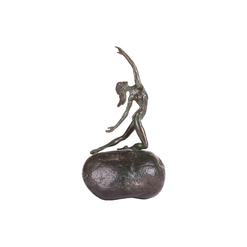 124 - † Tom Merrifield (1932 - 2021), Ballerina on a rock, signed and numbered 21/150, bronze with green p... 