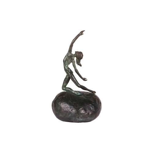 124 - † Tom Merrifield (1932 - 2021), Ballerina on a rock, signed and numbered 21/150, bronze with green p... 