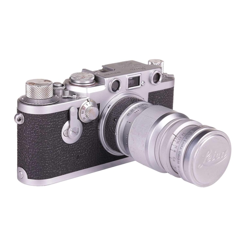 180 - An Ernest Leitz Wetzlar Leica IIIf 35mm rangefinder camera with chrome body, 1956, serial number 814... 