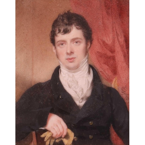 42 - Sir William Charles Ross (British 1794-1860) Portrait of a seated gentleman wearing a black coat ini... 