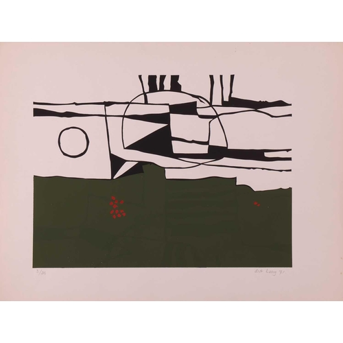 52 - † Art Derry (Trinidadian British 1930 - 1992), Abstract in green, red and black, an edition signed a... 