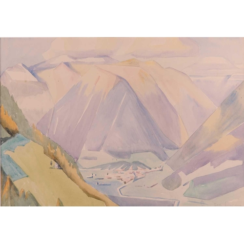 55 - † Edith Mary Lawrence (British 1890-1973), Swiss Mountain Scene and An Alpine Village, a pair, both ... 