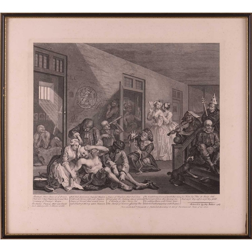 61 - After William Hogarth (1697 - 1764), The Rake's Progress, a set of eight engravings, plate 8 retouch... 