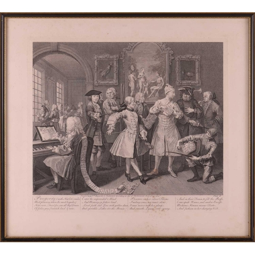 61 - After William Hogarth (1697 - 1764), The Rake's Progress, a set of eight engravings, plate 8 retouch... 