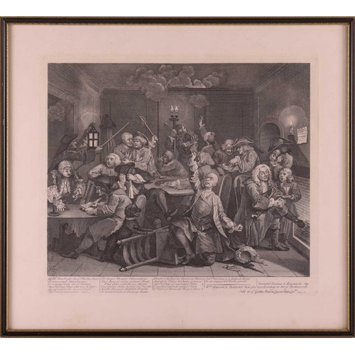 61 - After William Hogarth (1697 - 1764), The Rake's Progress, a set of eight engravings, plate 8 retouch... 