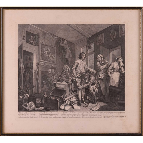 61 - After William Hogarth (1697 - 1764), The Rake's Progress, a set of eight engravings, plate 8 retouch... 