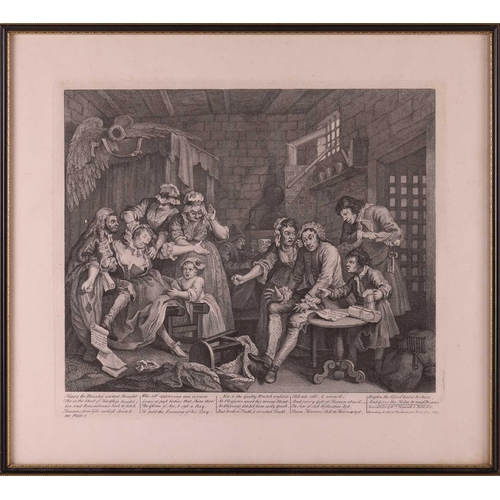 61 - After William Hogarth (1697 - 1764), The Rake's Progress, a set of eight engravings, plate 8 retouch... 