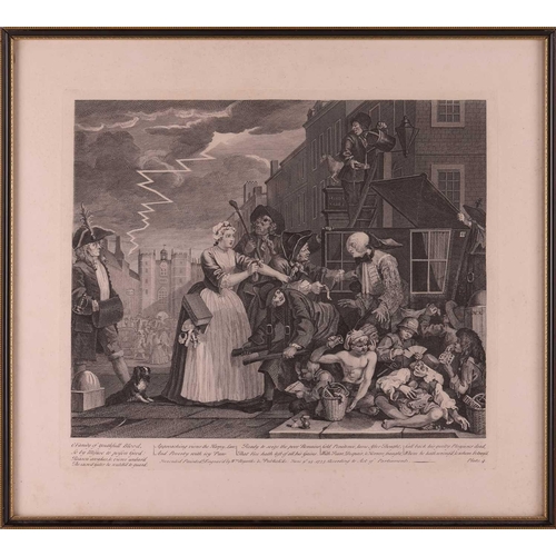 61 - After William Hogarth (1697 - 1764), The Rake's Progress, a set of eight engravings, plate 8 retouch... 