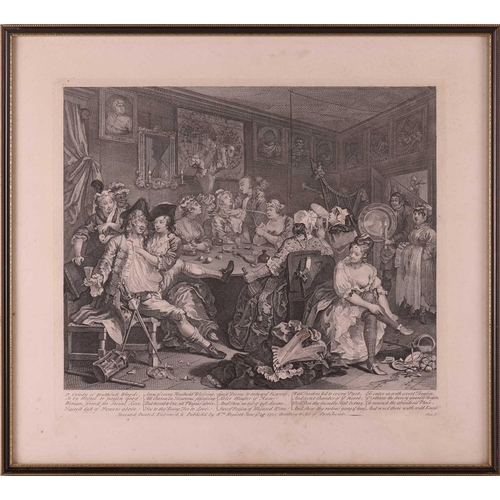 61 - After William Hogarth (1697 - 1764), The Rake's Progress, a set of eight engravings, plate 8 retouch... 