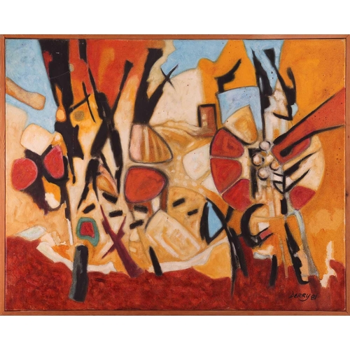 7 - † Art Derry (Trinidadian British, 1930 - 1992), Abstract in colours, signed and dated 'Derry '81' (l... 