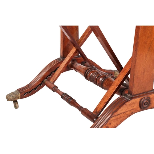 75 - A small George IV mahogany folding artist's folio stand with a pair of hinged lath panels on trestle... 