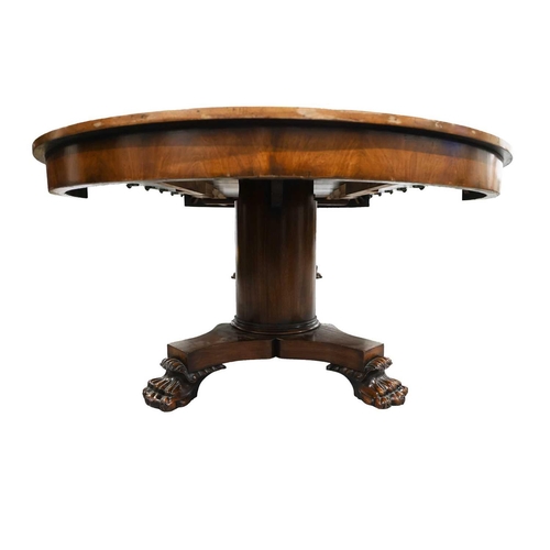 83 - A 19th-century American extending circular mahogany dining table in the manner of Charles Hobe with ... 