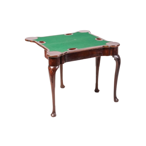 93 - George III Irish, mahogany folding gaming table, with projecting 