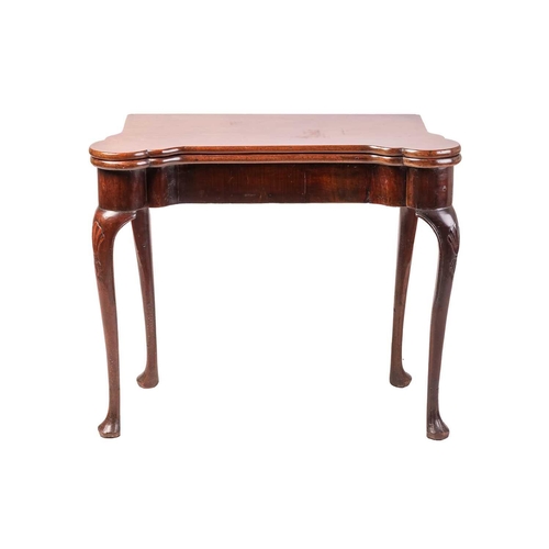 93 - George III Irish, mahogany folding gaming table, with projecting 