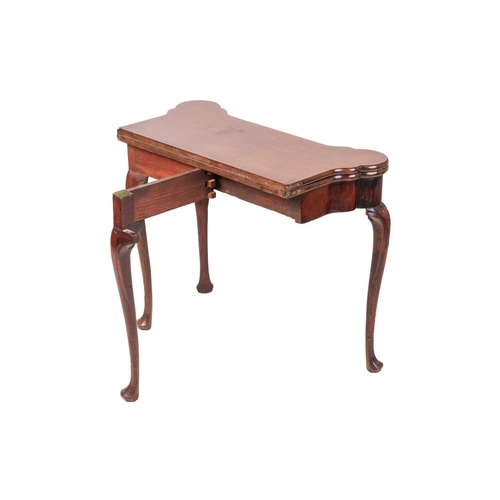 93 - George III Irish, mahogany folding gaming table, with projecting 